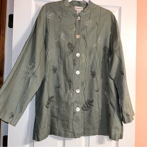 Vintage Freeport Studio Linen Embroidered Tunic Jacket
